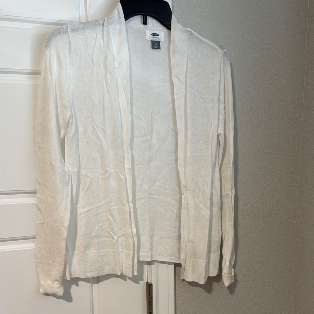Old Navy White Cable Knit Cardigan Sweater